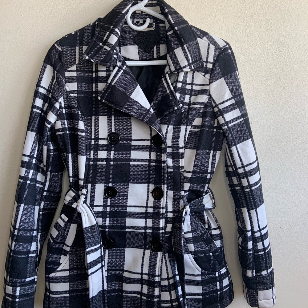 Joujou Plaid Button Down Peacoat ( Women’s Medium)